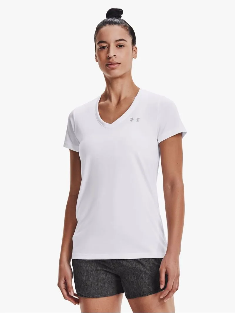 Womens Under Armour Tec Solid Short Sleeve White Tee