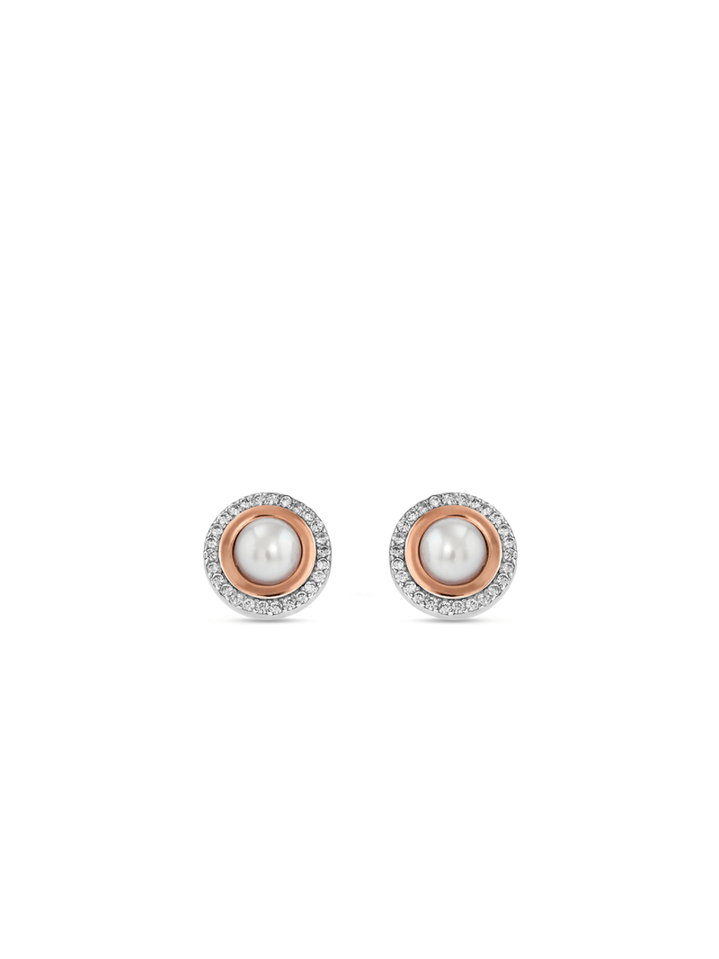 Sterling Silver Freshwater Pearl & Cubic Zirconia Stud Earrings