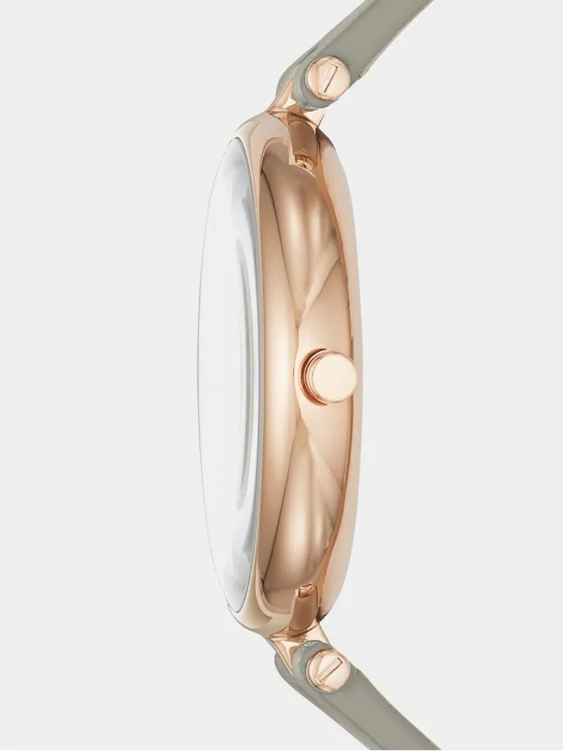 Skagen Women's Signatur Rose Gold Plated Stainless Steel & Grey Leather Watch