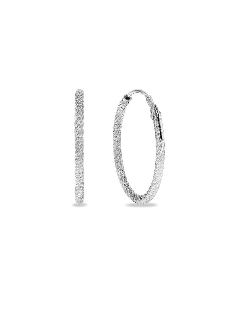 Sterling Silver Women's Diamond Cut Hoop Earrings