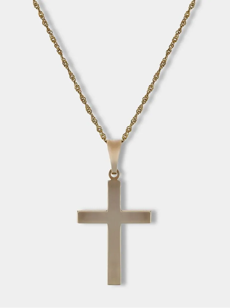 Sterling Silver & Yellow Gold Classic Plain Cross on a chain