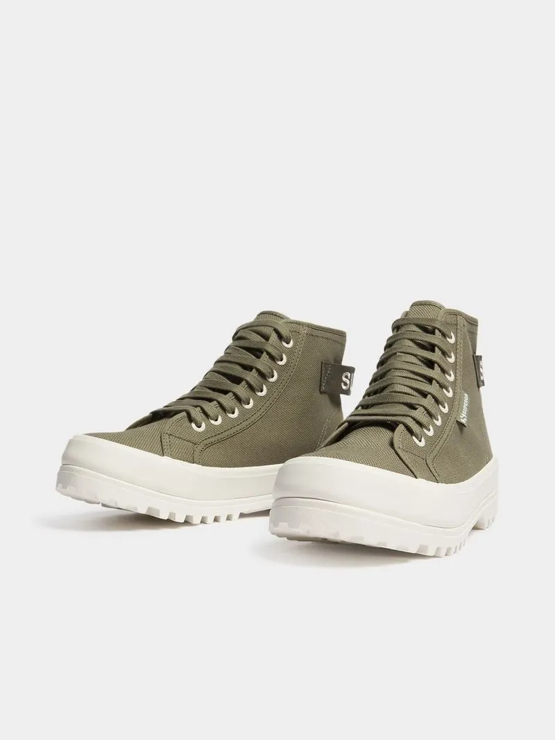 Womens Superga Alphina Hi-Top Green Safari Boots