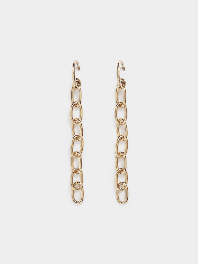 18ct Gold Plated Two Piece Hoop & Chain Link Earrings