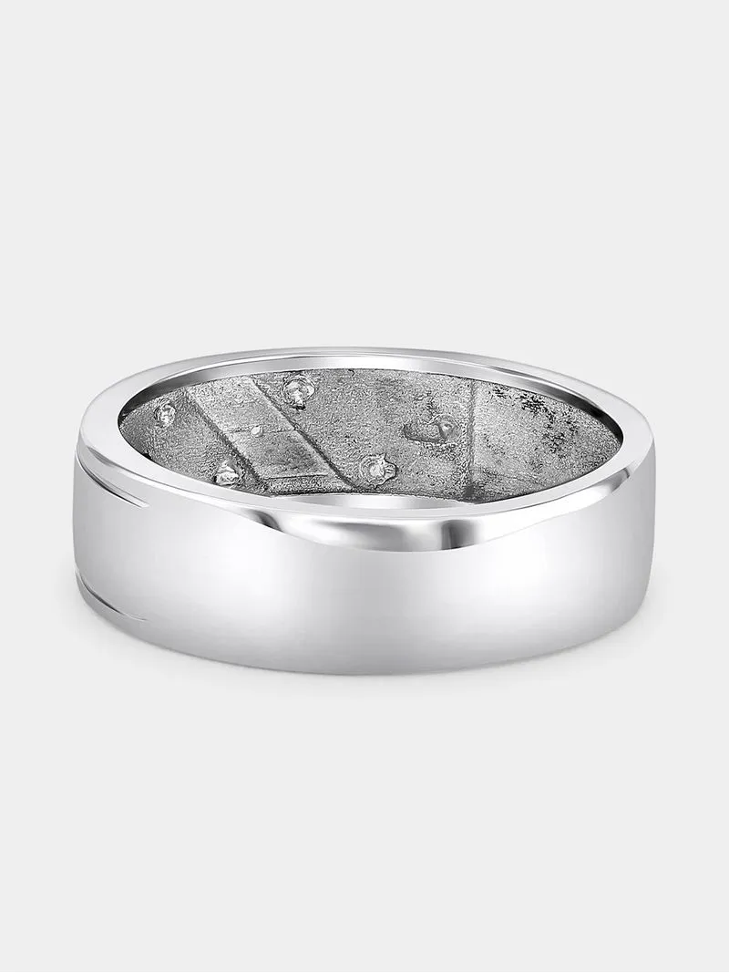 Yellow Gold & Sterling Silver Diamond Diagonal Wedding Band