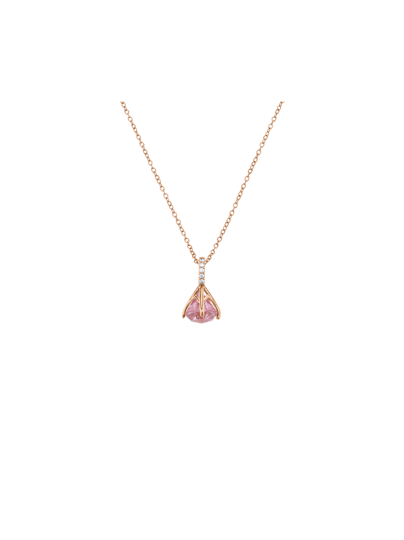Rose Plated Sterling Silver Pink Cubic Zirconia Iconic Women’s Pendant