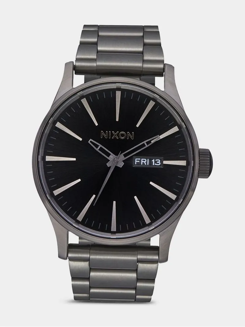 Nixon Men's Sentry Stainless Steel Black Sunray & Gunmetal Plated Watch