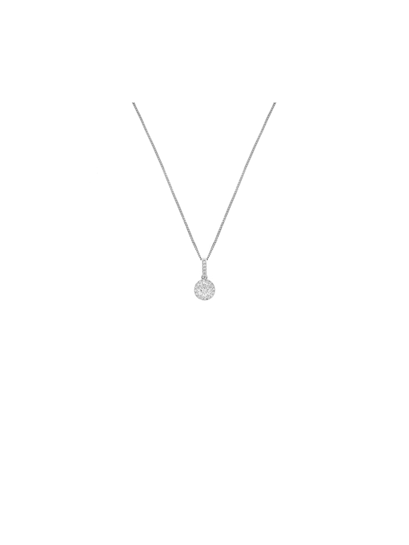 Sterling Silver & Cubic Zirconia Round Halo Pendant