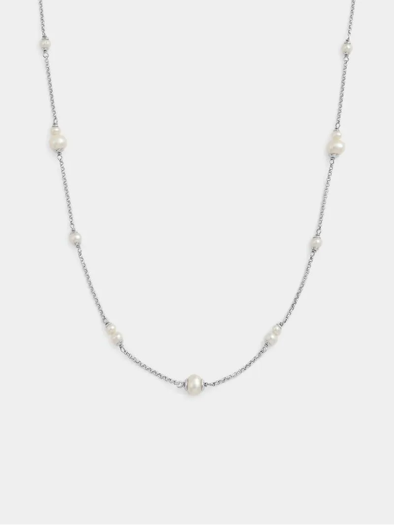 Cheté Sterling Silver Freshwater Pearl Station Necklace