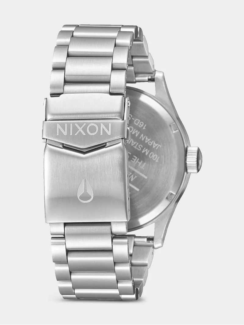 Nixon Men's Sentry Stainless Steel Black Sunray & Silver Plated Watch