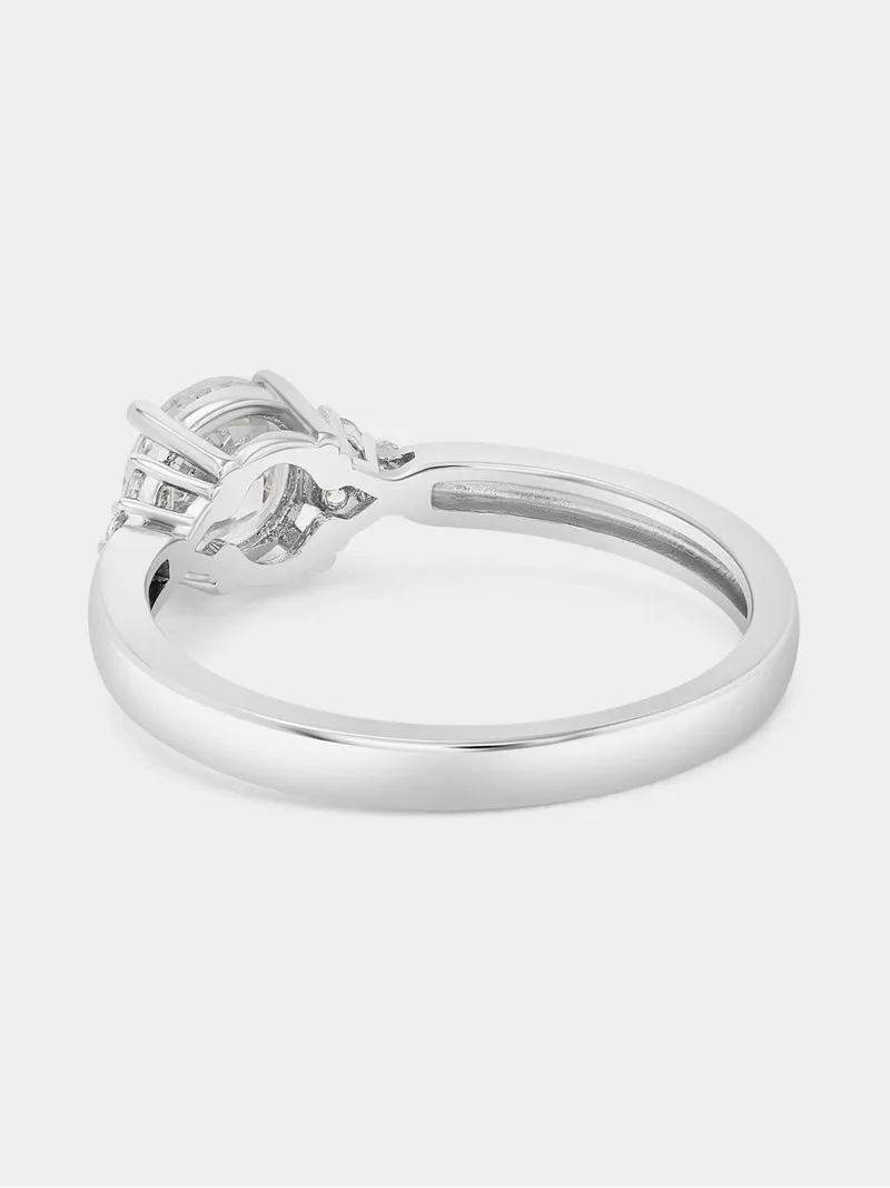 Cheté Sterling Silver Cubic Zirconia Solitaire Trio Ring
