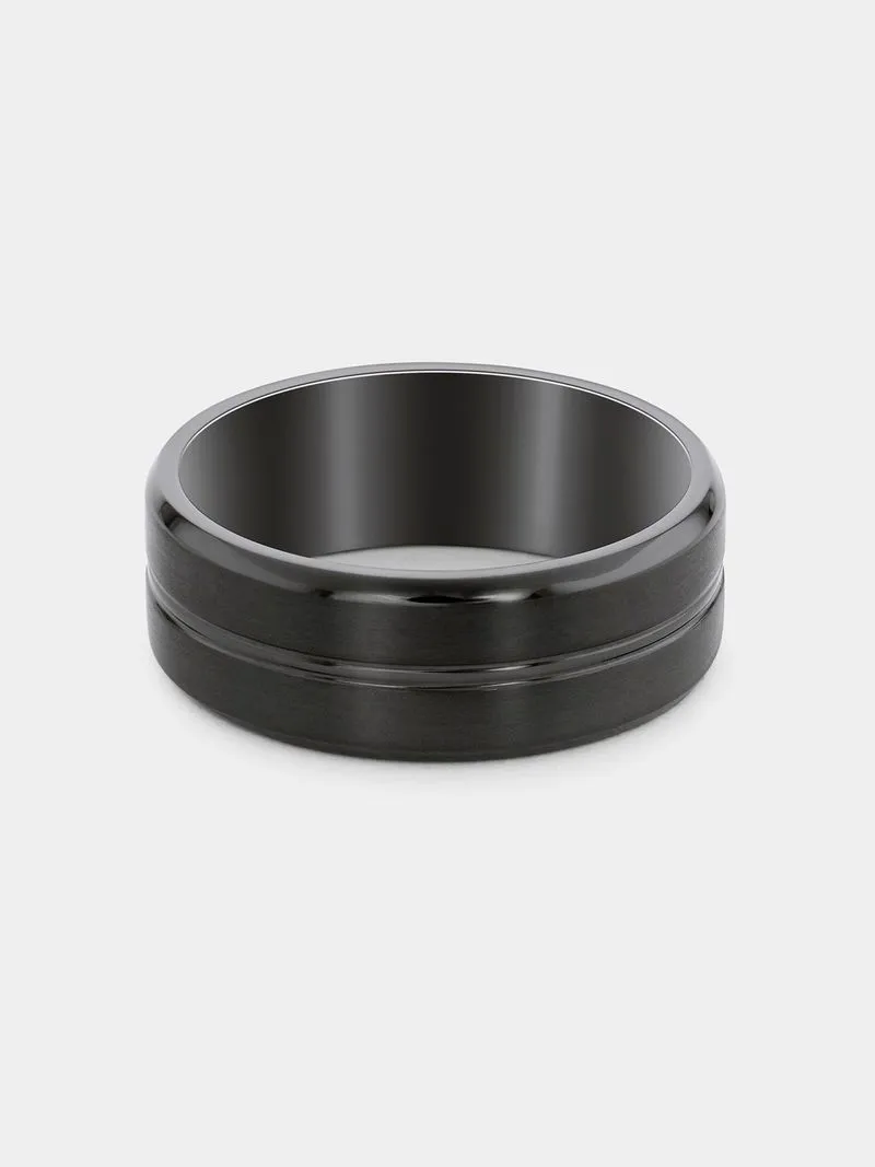 Zirconium Black Cubic Zirconia Centre Stripe Ring