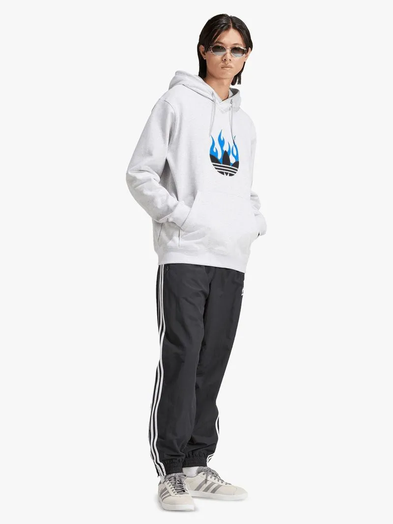 adidas Originals Men's Logo Flames Light Grey Hoodie