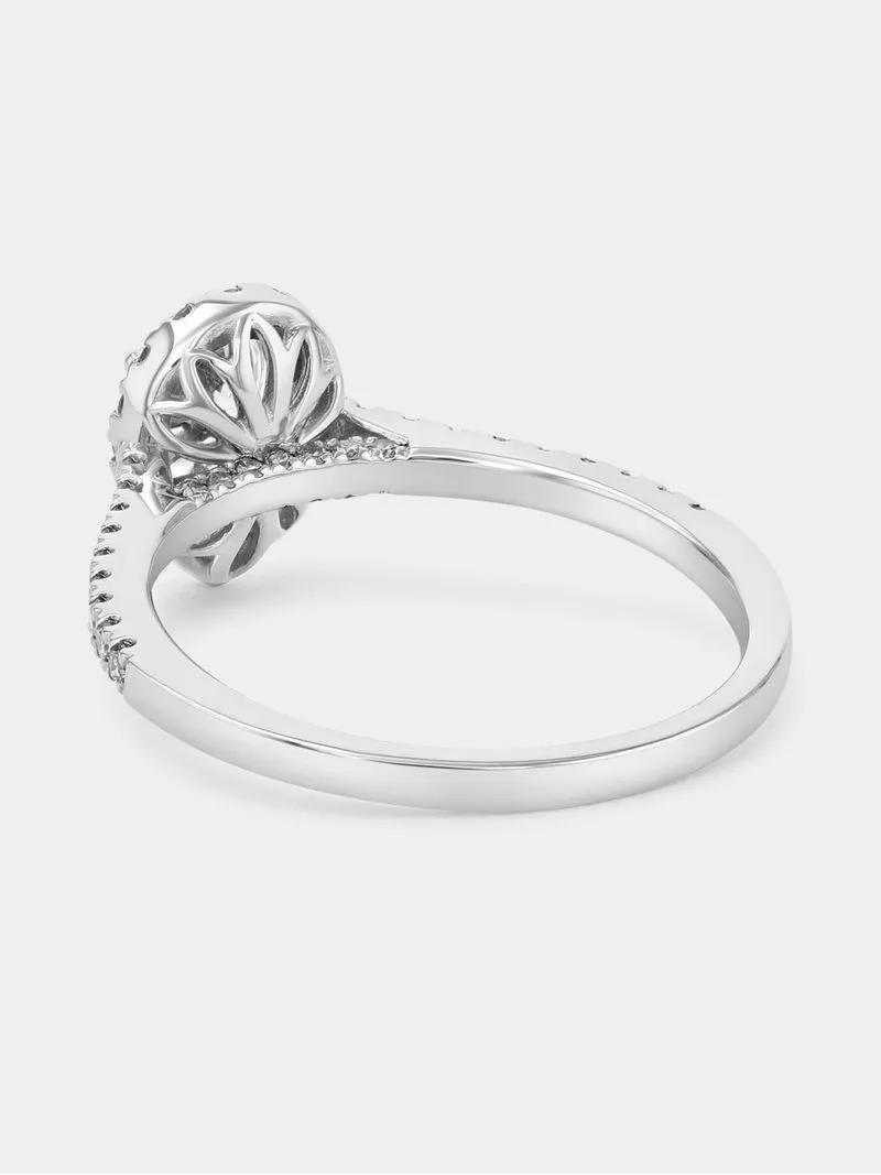 White Gold 0.9ct Lab Grown Diamond Pear Halo Ring