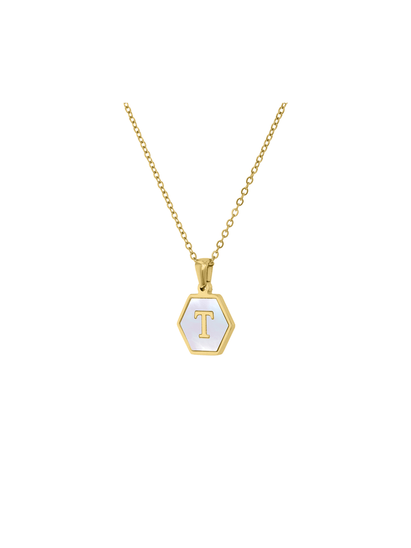 Stainless Steel 18ct Gold Plated Waterproof Initial T Pendant
