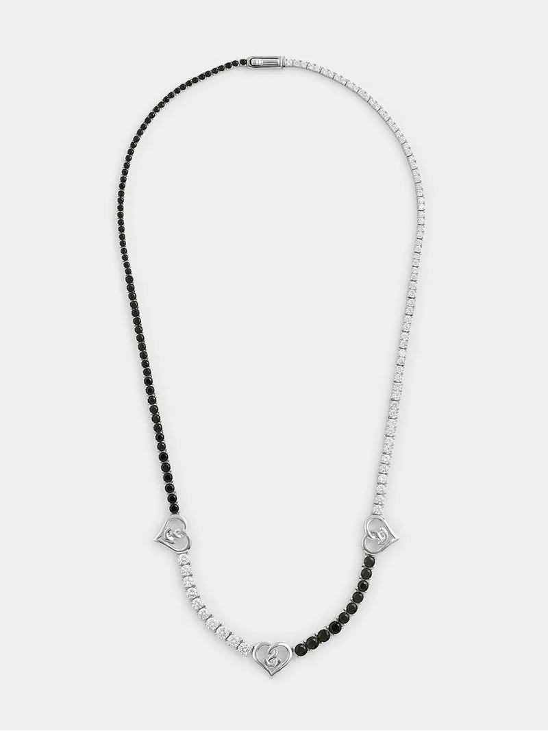 Gert Johan Coetzee Sterling Silver 10ct Black Spinel Love Generation Love Knot Tennis Necklace