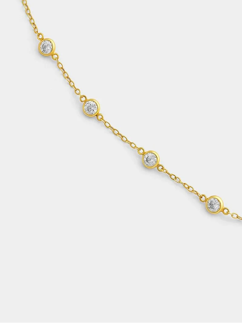 Yellow Gold Cubic Zirconia Station Bracelet