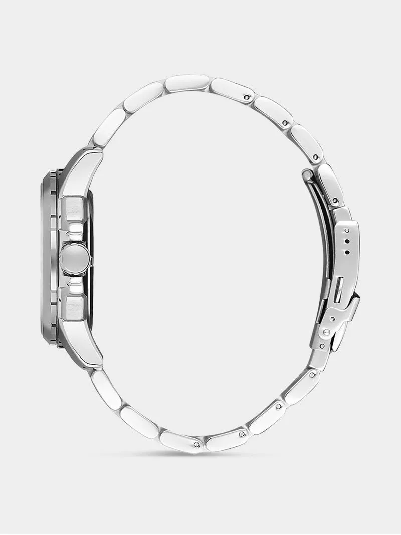 Daniel Klein Silver Plated Black Dial Stainless Steel Bracelet Watch