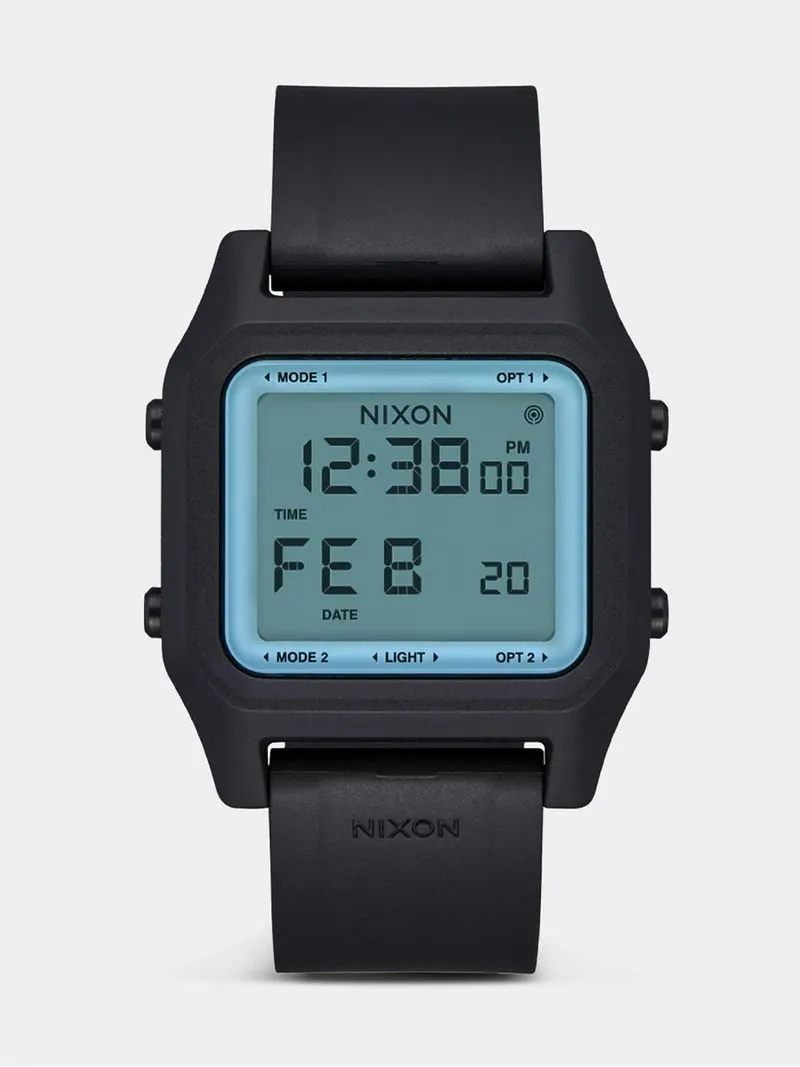 Nixon Men's Staple Black & Aqua Positive Digital Silicone Watch