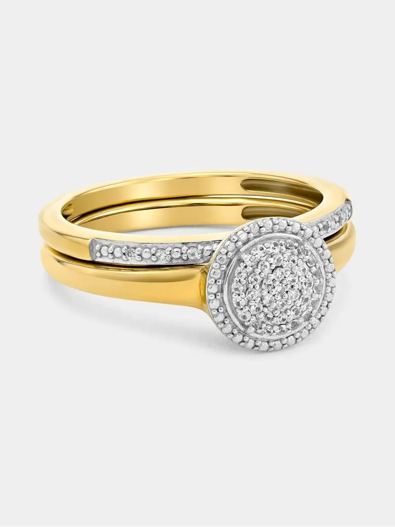 Yellow Gold Diamond & Created Sapphire Twinset Ring