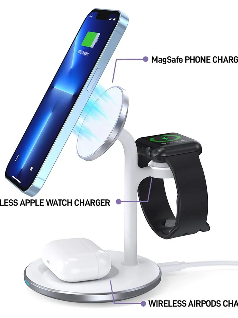 TROO Certified 15W Fast Charge 3-IN-1 MagSafe Wireless Charging Stand