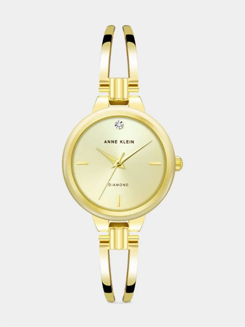 Anne Klein Champagne Dial Gold Plated Bracelet Watch