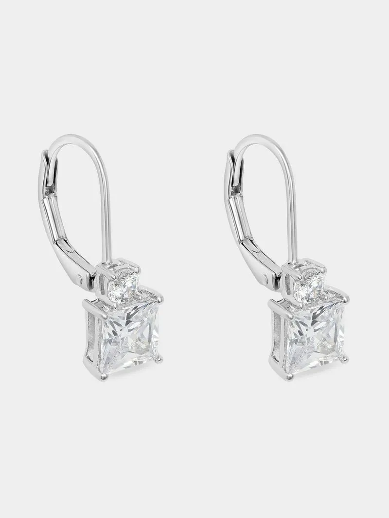 Cheté Sterling Silver Cubic Zirconia Princess Drop Earrings