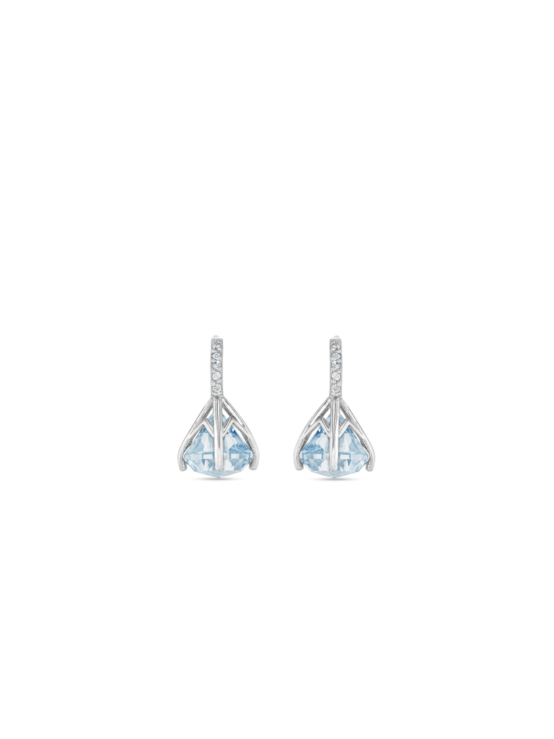 Sterling Silver Aquamarine Cubic Zirconia Iconic Women’s Drop Earrings