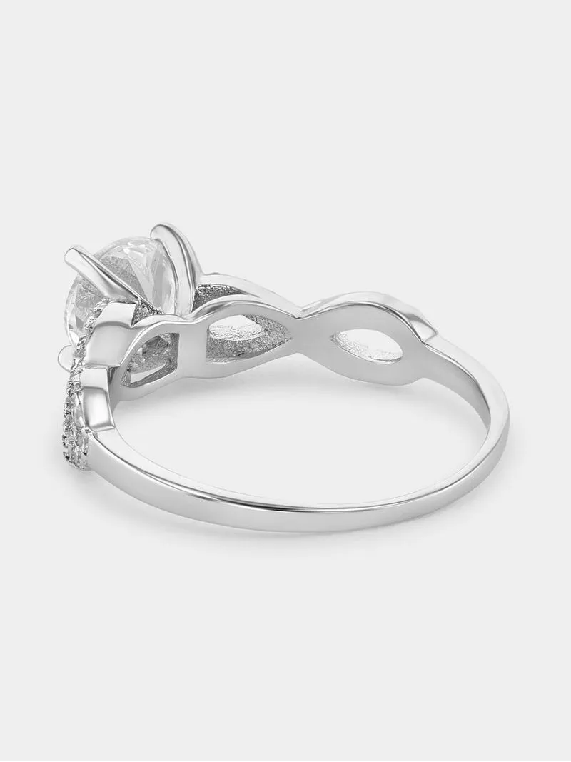 Sterling Silver Cubic Zirconia Solitaire Infinity Ring