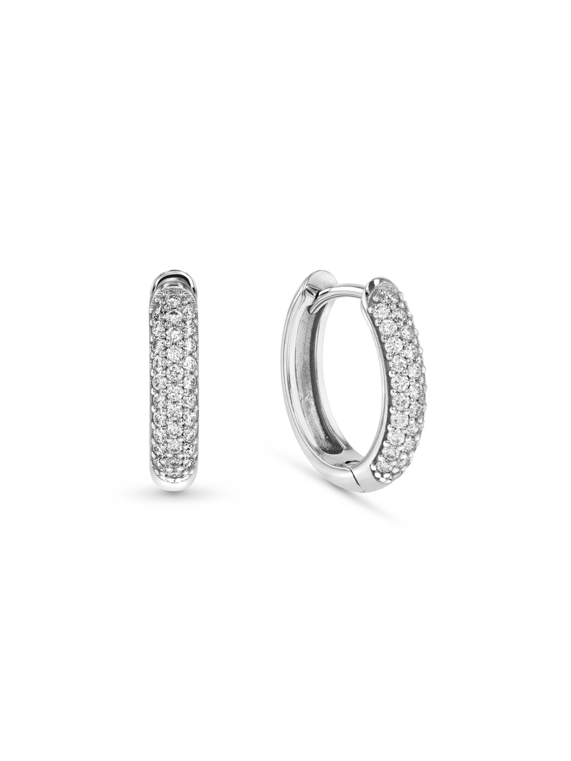 9ct White Gold & 0.5ct Diamond Huggie Earrings