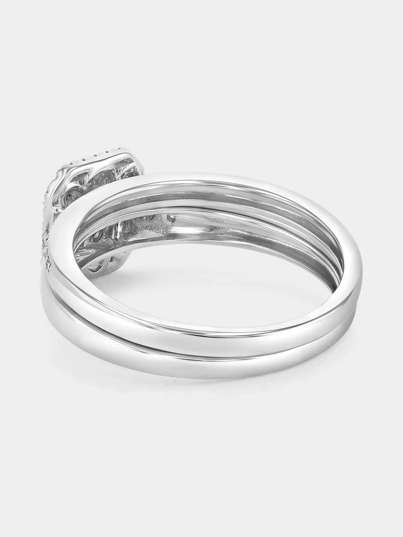 Yellow Gold & Sterling Silver 0.4ct Lab Grown Diamond Cushion Twinset Ring