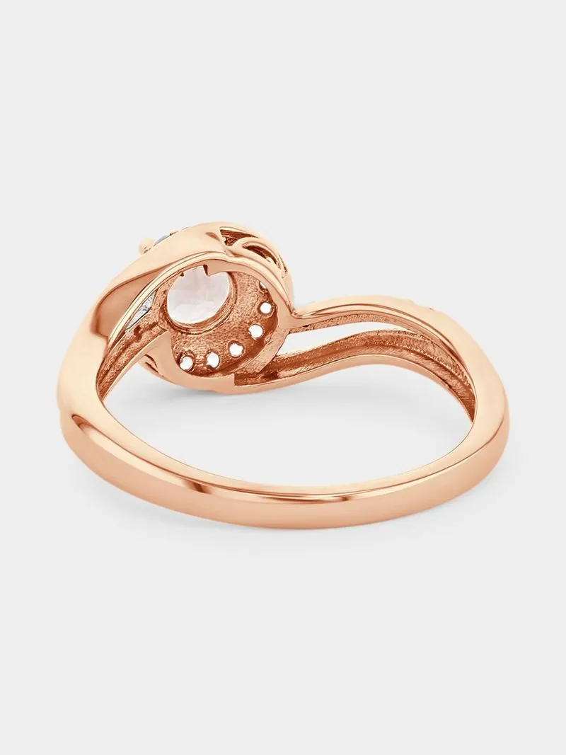 Rose Gold Diamond & Morganite Round Halo Embrace Ring