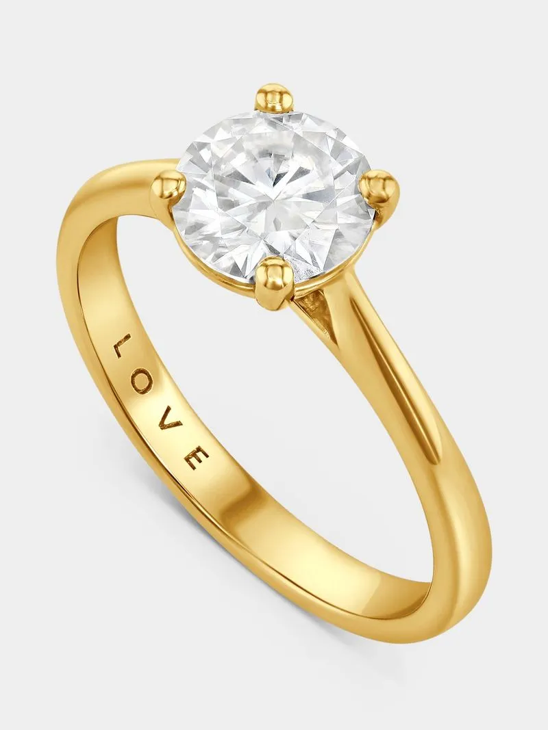Yellow Gold 1.50ct Diamond Round Solitaire Ring LI RNG L/SI