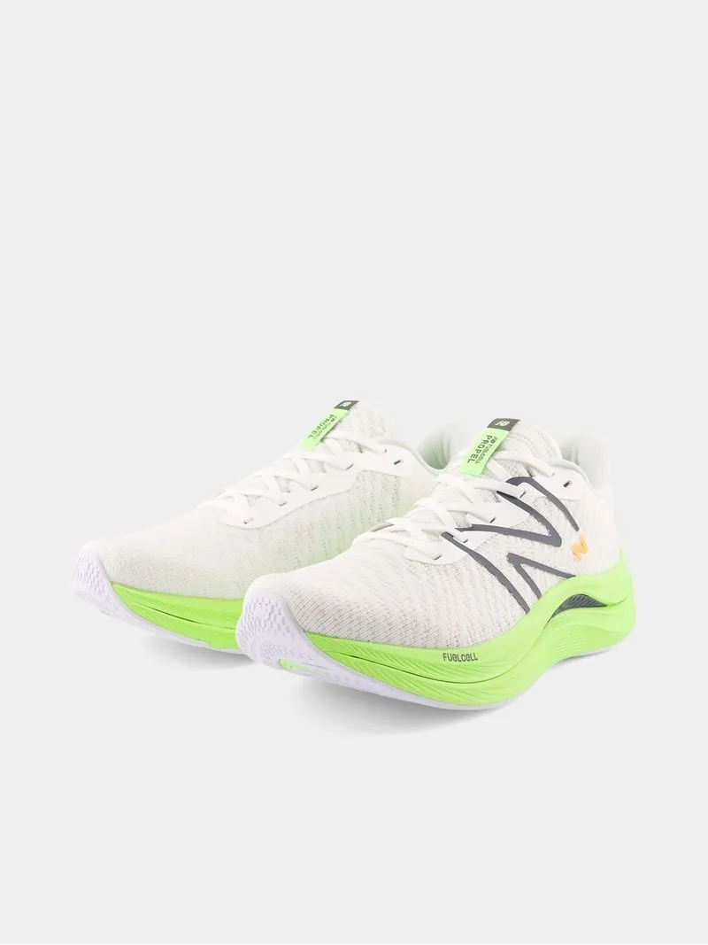 Mens New Balance FuelCell Propel V4 White/Green Running Shoes