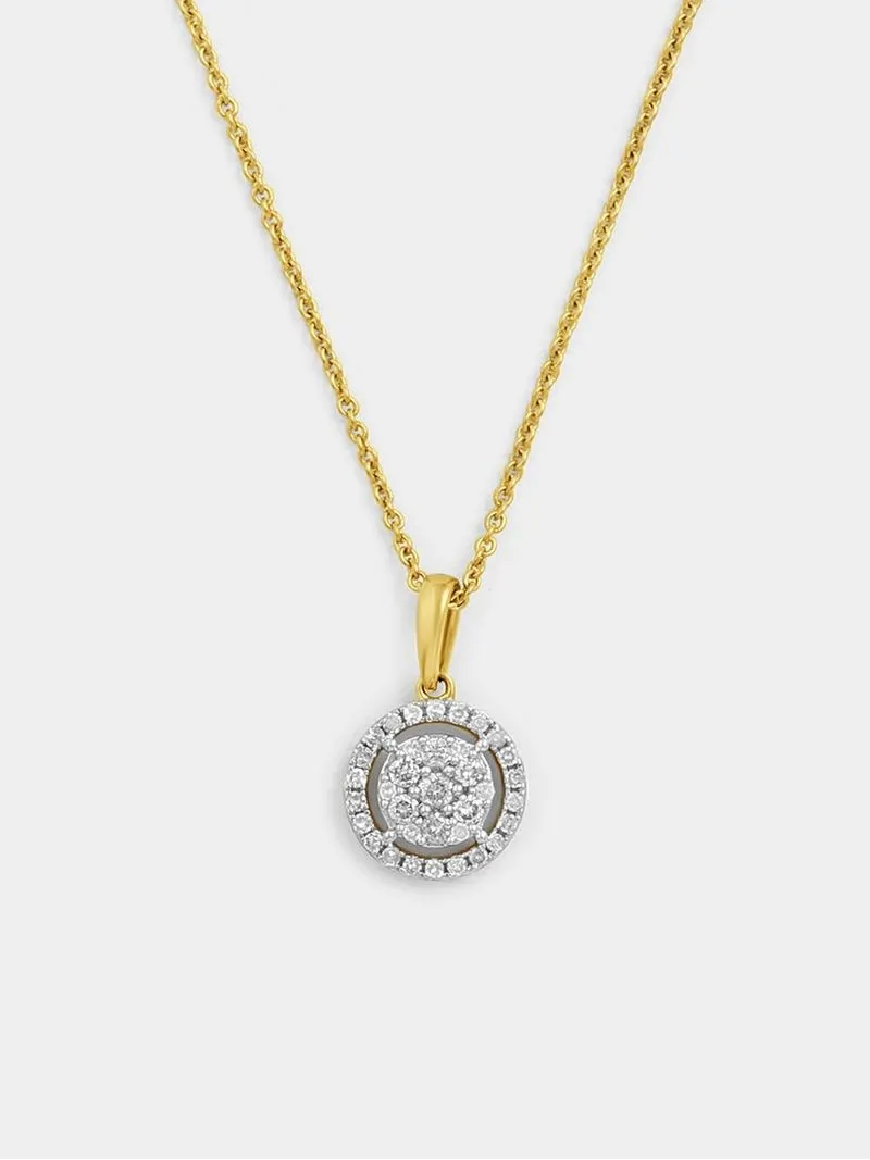 Yellow Gold 0.25ct Diamond Round Halo Pendant