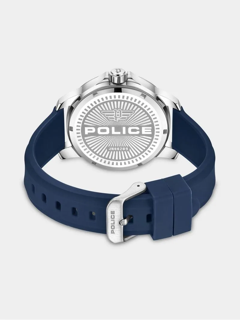 Police Mensor Stainless Steel Blue Dial Blue Silicone Watch