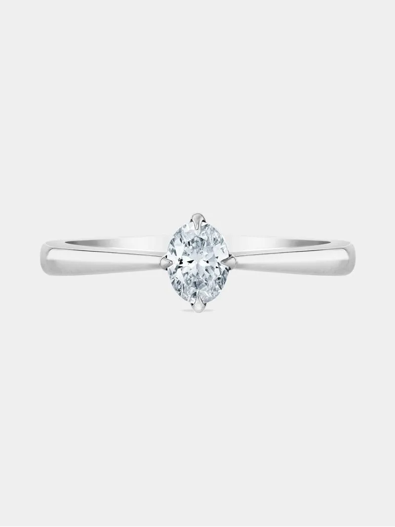 White Gold 0.32ct Diamond My Forever Direction Oval Solitaire Ring
