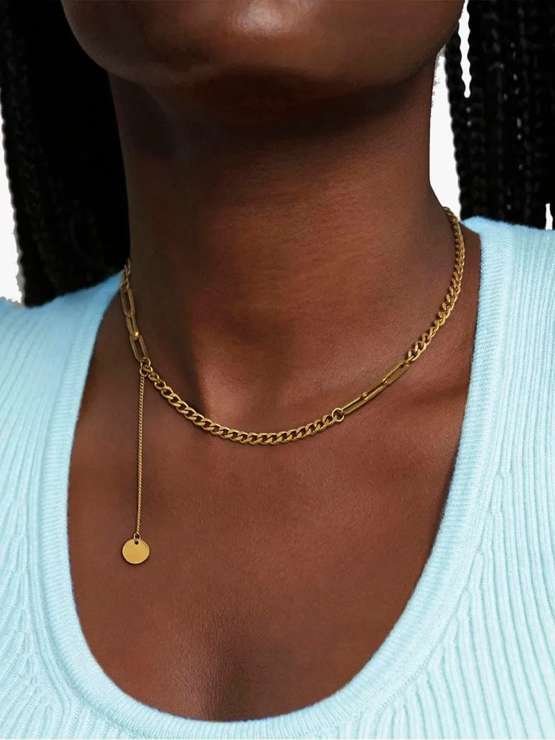 Stainless Steel 18ct Gold Plated Waterproof Paperlink & Curb Chain