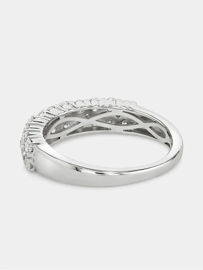 White Gold Lab Grown 1ct Diamond Women’s Double Row Pavé Ring