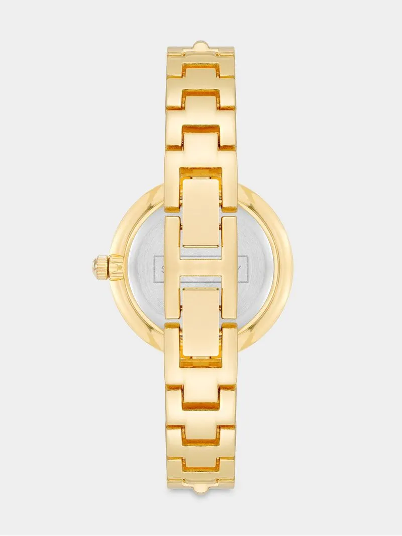 Anne Klein Gold Plated & Black Glitter Dial Bracelet Watch