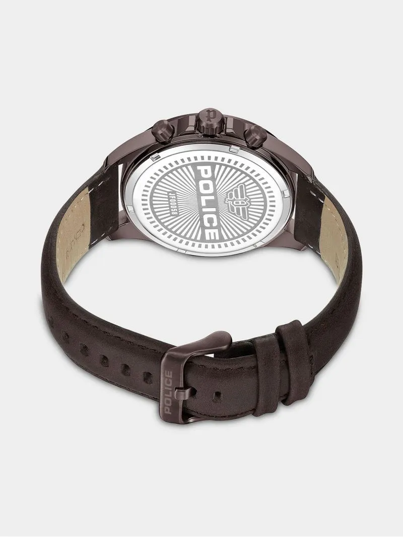 Police Malawi Brown Plated Brown Dial Brown Leather Chronographic Watch