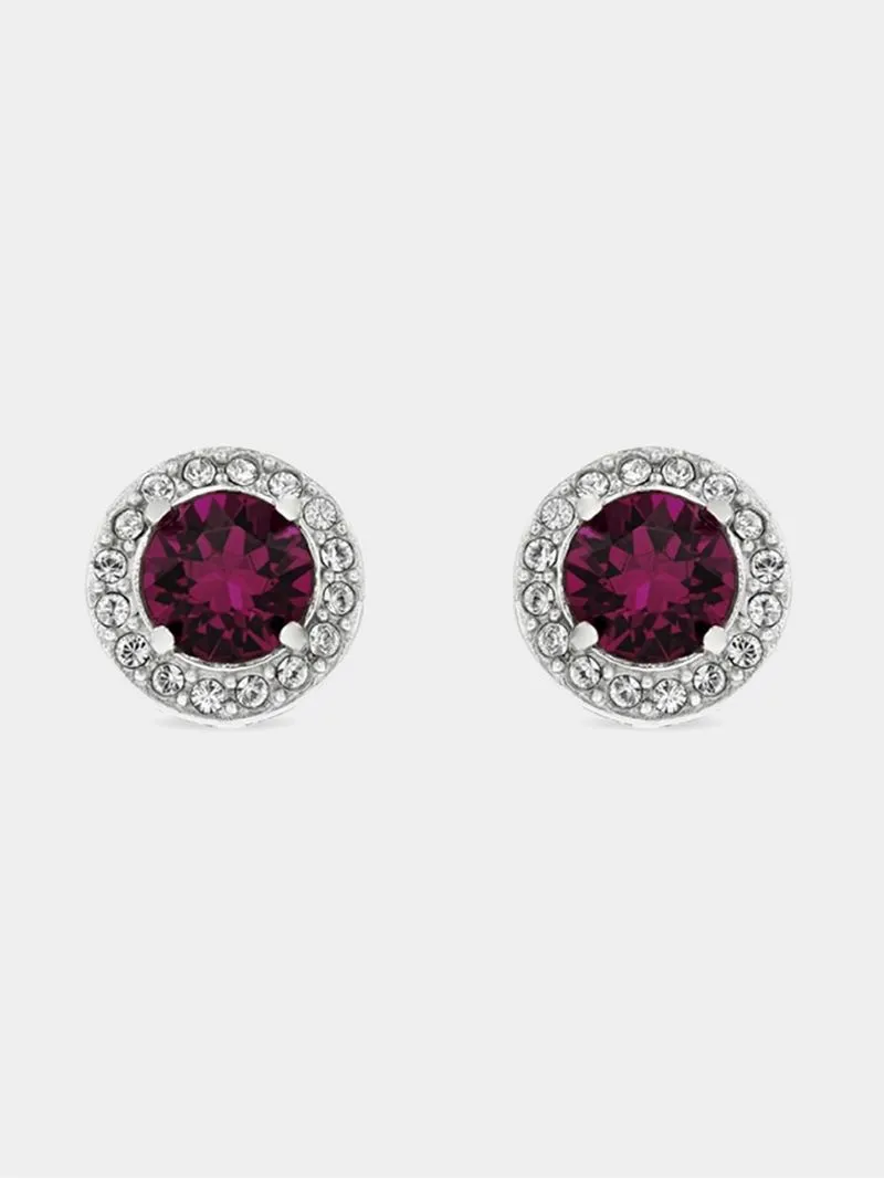 Sterling Silver Crystal Women's February Birthstone Stud Earrings