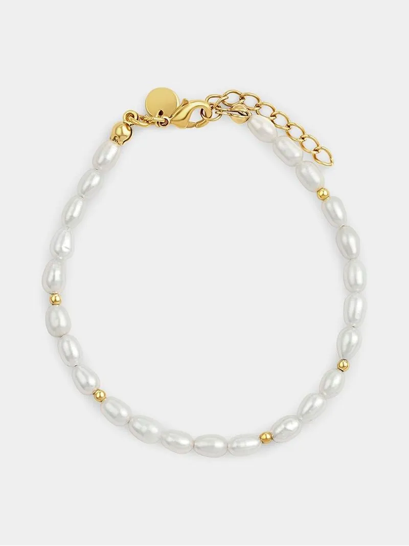 Rose Gold Plated Pearl Women’s Mini Ball Bracelet
