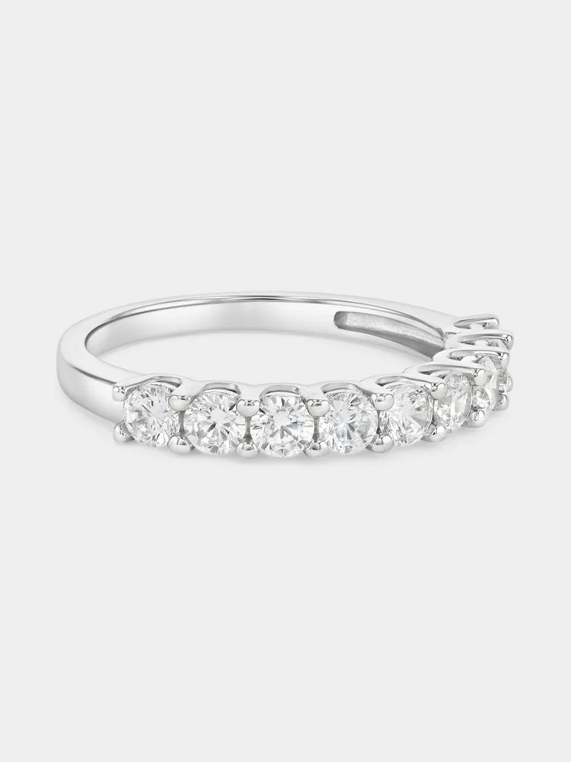 Sterling Silver Cubic Zirconia Half Eternity Ring