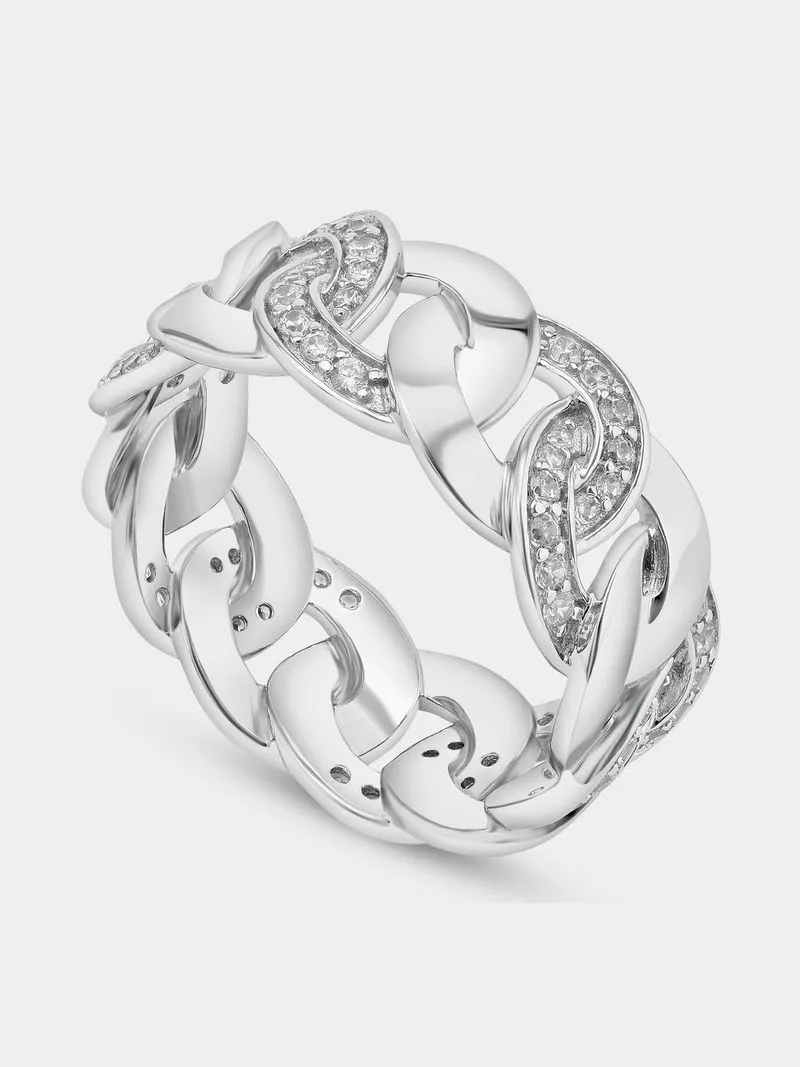 Cheté Sterling Silver Cubic Zirconia Chain Link Ring
