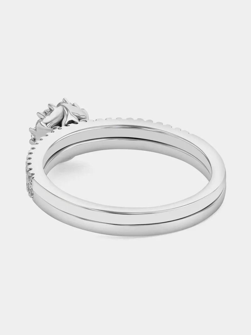 White Gold 0.5ct Lab Grown Diamond Women’s Flower Cluster Twinset Ring