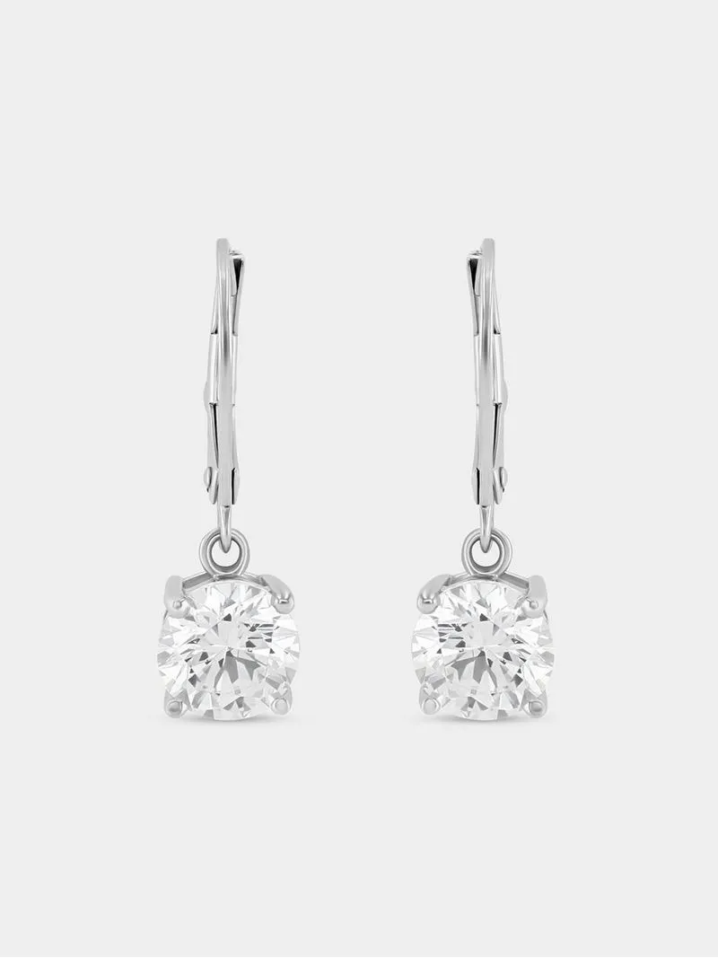 Cheté Sterling Silver Cubic Zirconia Round Drop Earrings