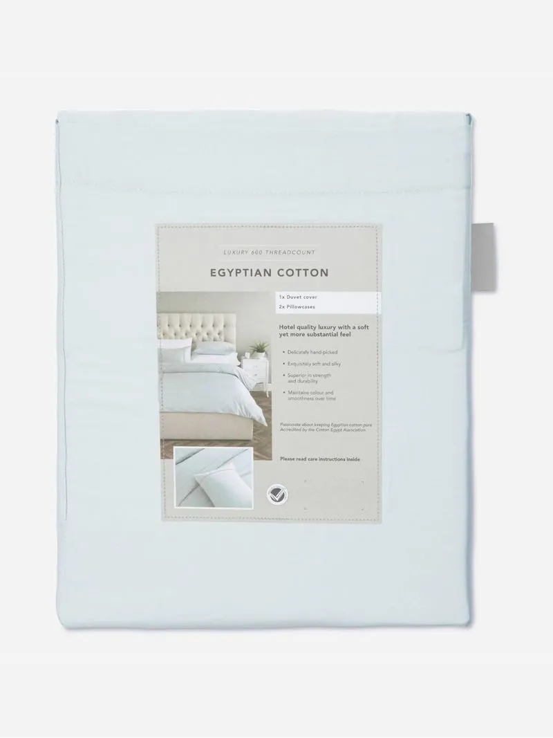 Gold Seal Certified Egyptian Cotton 600 Thread Count Duvet Cover Set Light Blue