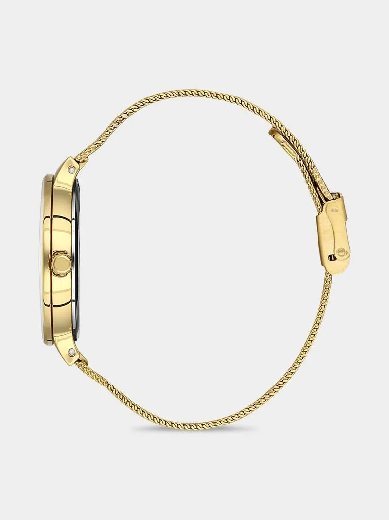 Daniel Klein Gold Plated Black Dial Mesh Watch