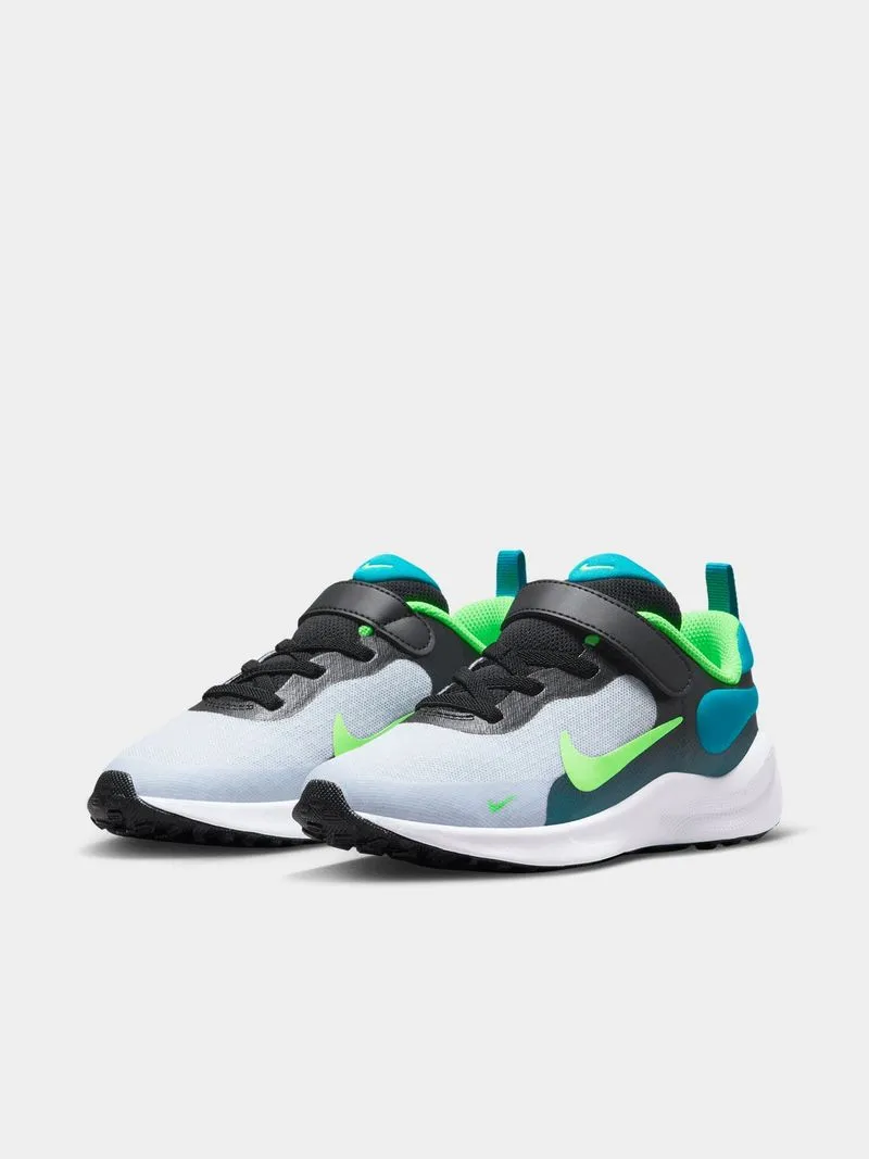 Junior Pre-School Nike Revolution 7 Grey/Teal/Lime Shoes