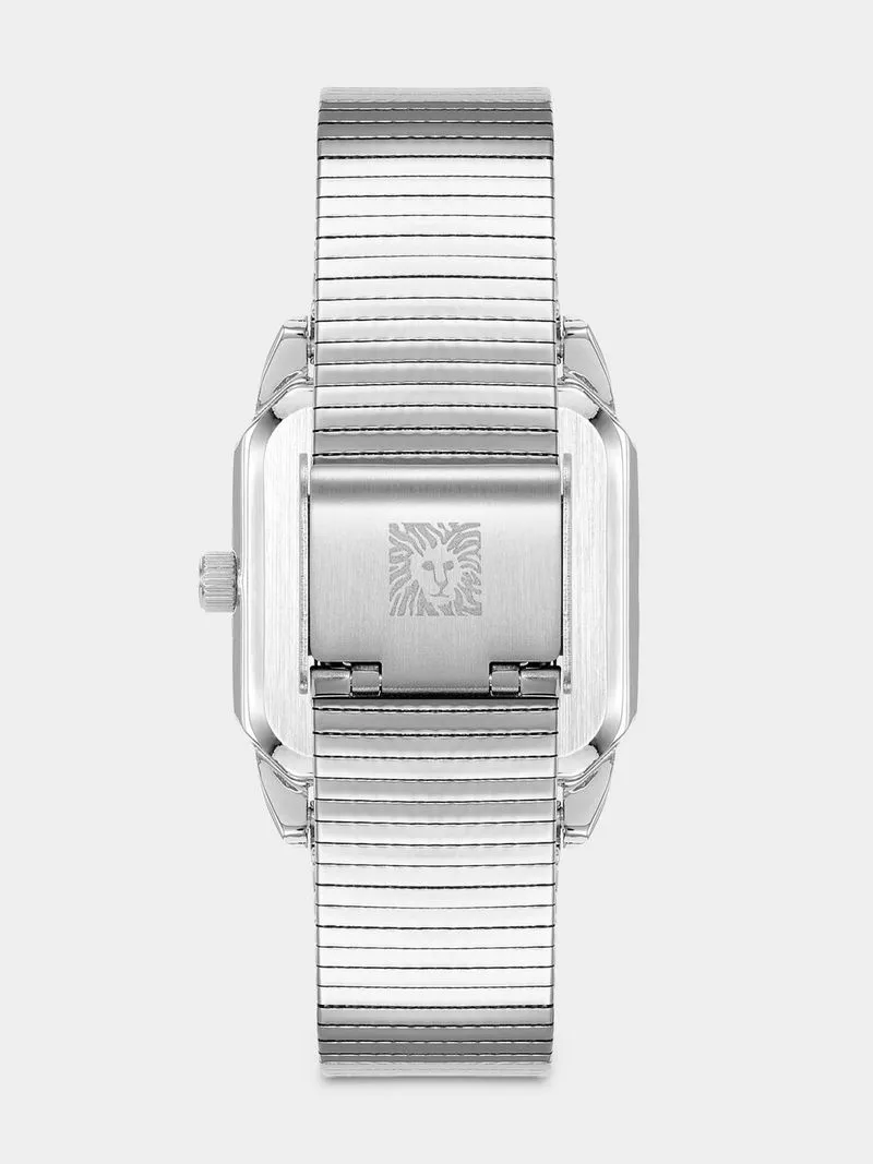 Anne Klein Silver Plated Octagonal Stainless Steel Mesh Watch